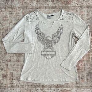 Woman’s Harley Davidson Knit Long Sleeve With Metal Studs